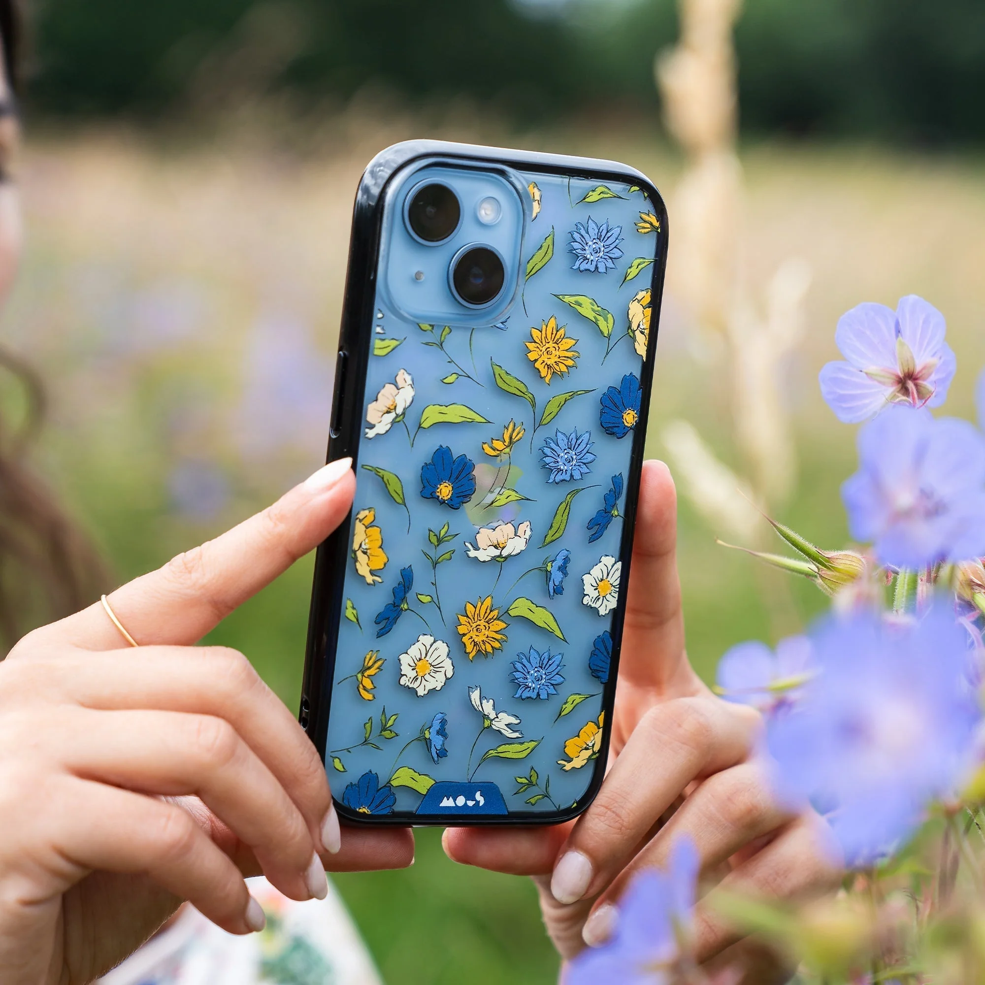 Floral Blue Protective Phone Case - Flowers - Image 4