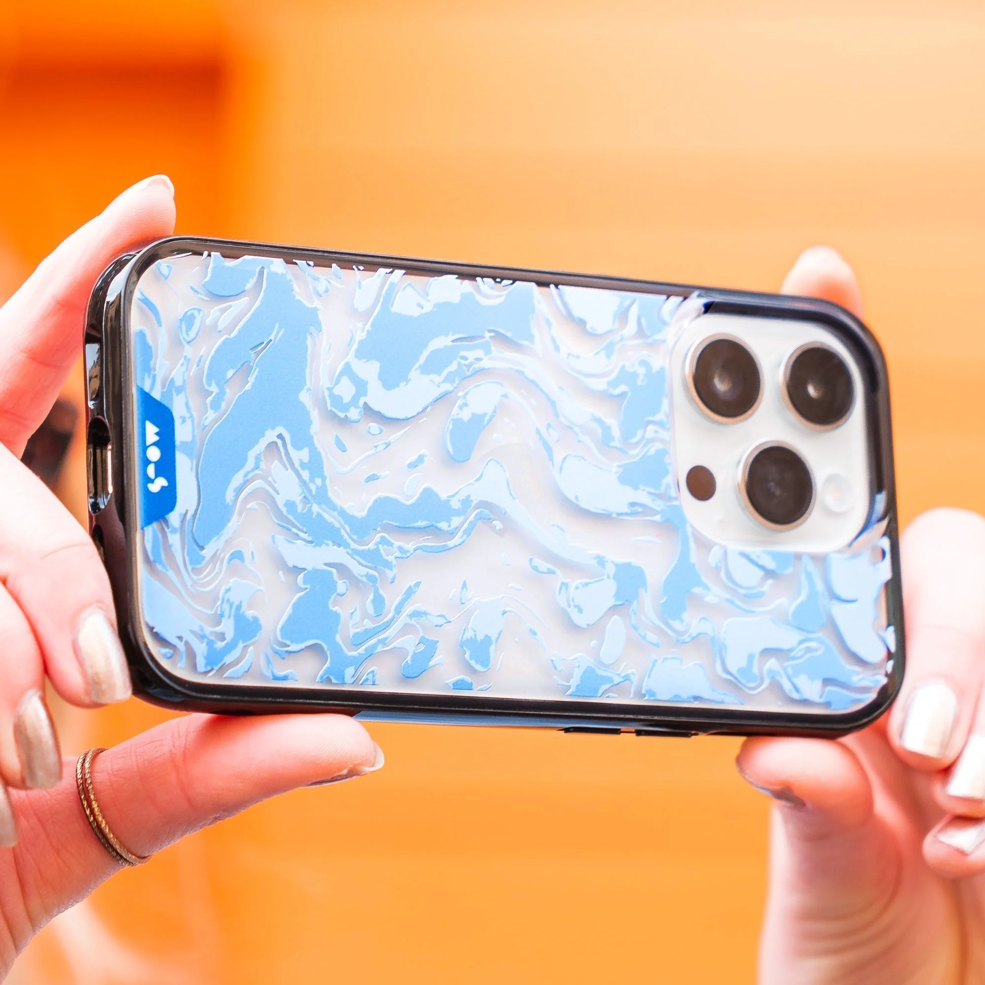 Sky Blue Protective Phone Case - Marbled - Image 12